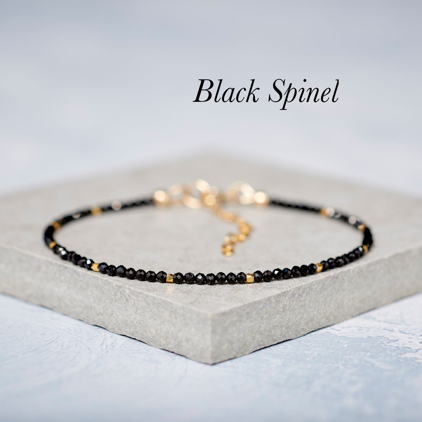 Black Spinel Dainty Gemstone Bracelet