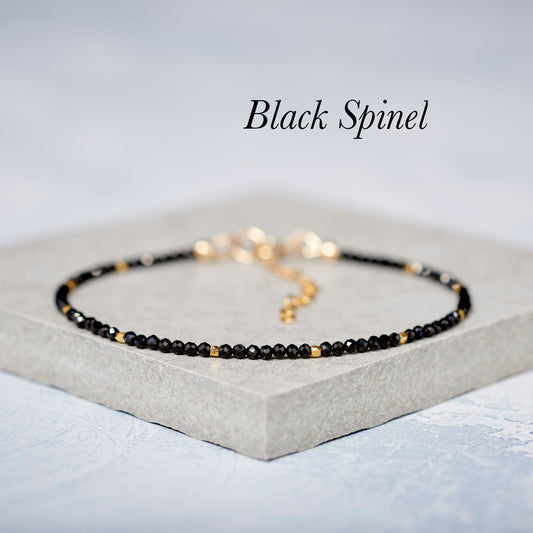 Black Spinel Dainty Gemstone Bracelet