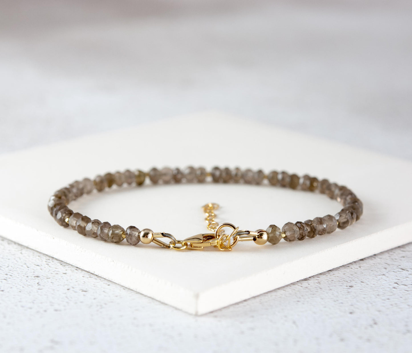 Dainty Smoky Quartz Gemstone Bracelet