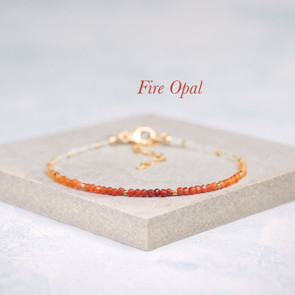 Dainty Mexican Fire Opal Bracelet (AAA Grade)