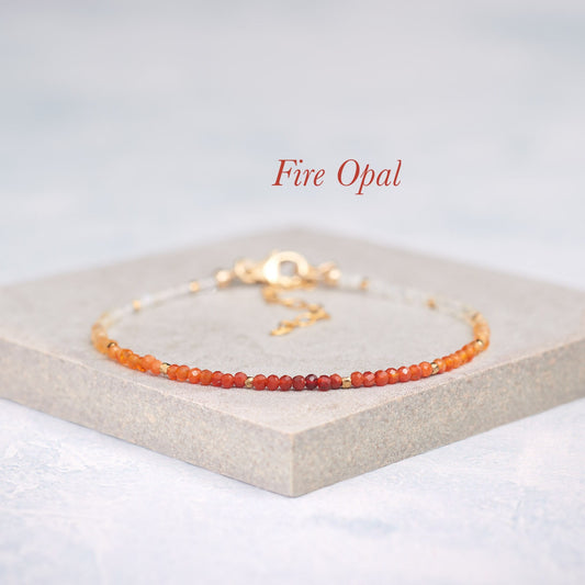 Dainty Mexican Fire Opal Bracelet (AAA Grade)