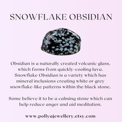 Dainty Snowflake Obsidian Bracelet
