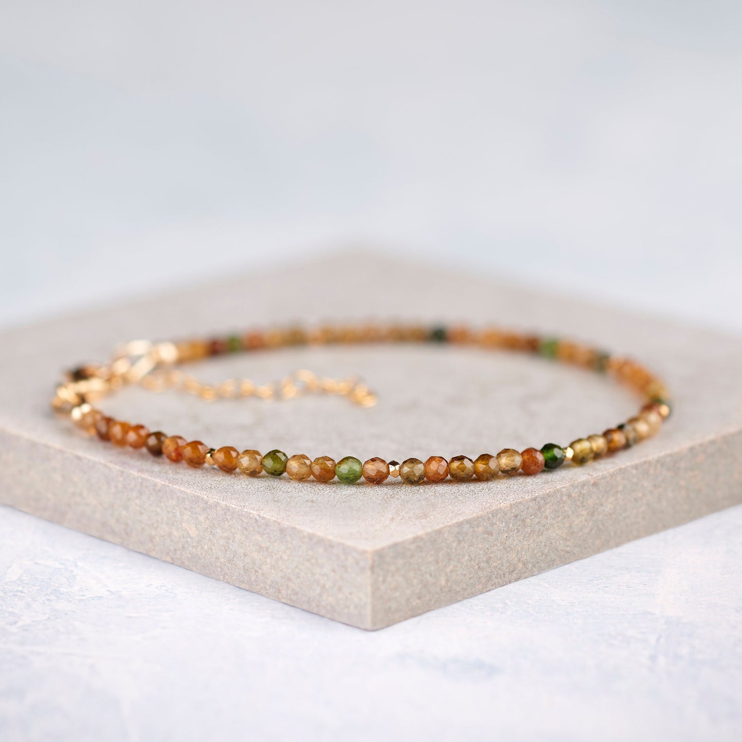 Dainty Autumn Tourmaline Gemstone Bracelet