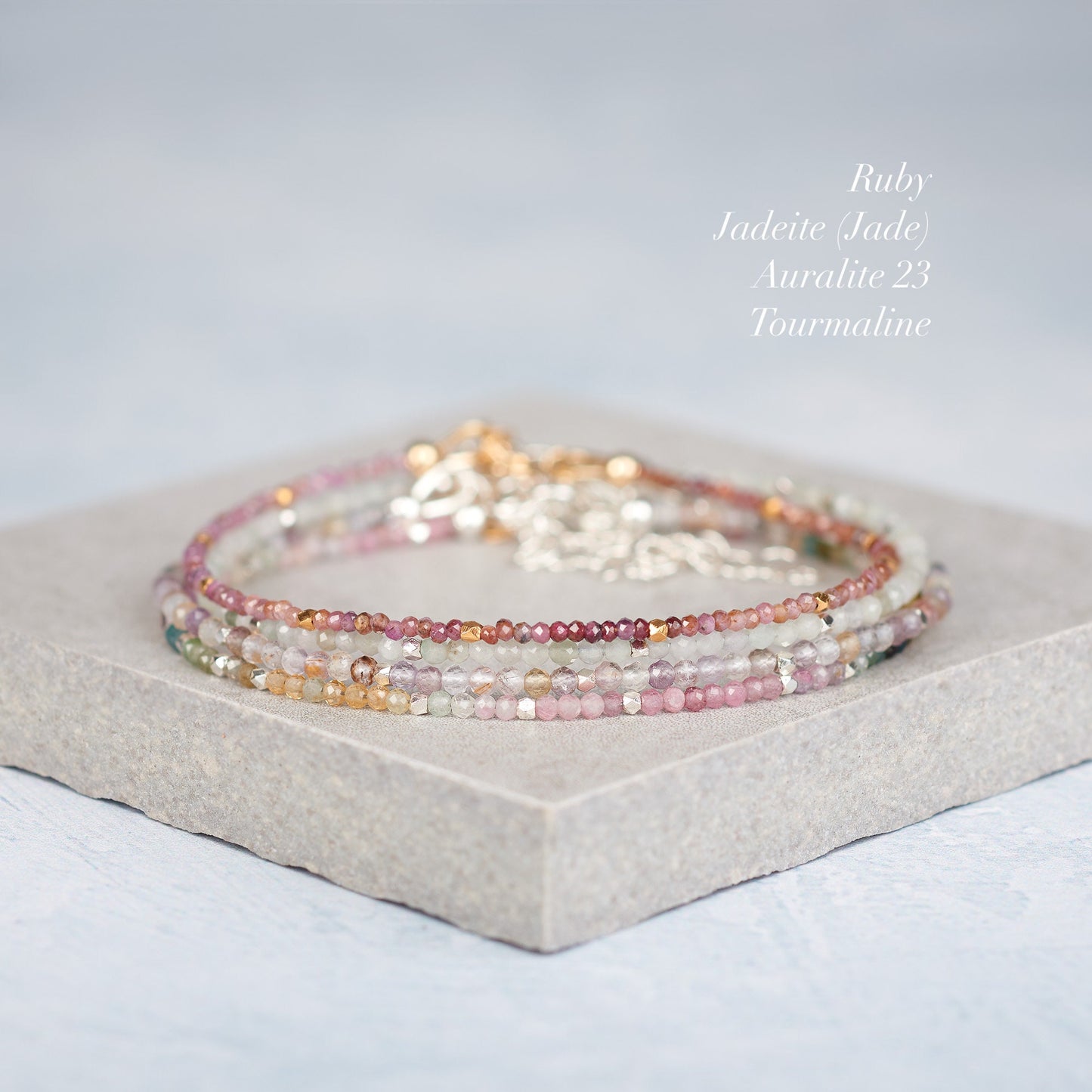 Dainty Watermelon Tourmaline Gemstone Bracelet