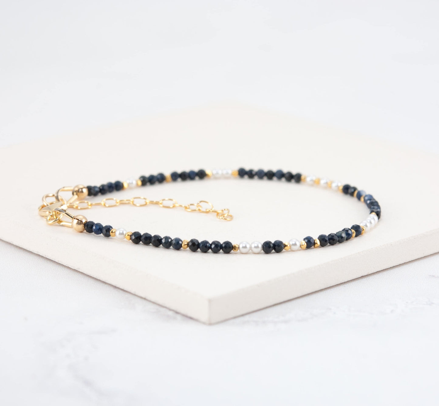 Dainty Sapphire & Pearl Bracelet