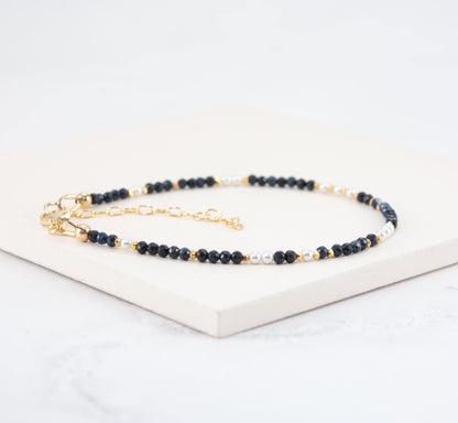 Dainty Sapphire & Pearl Bracelet