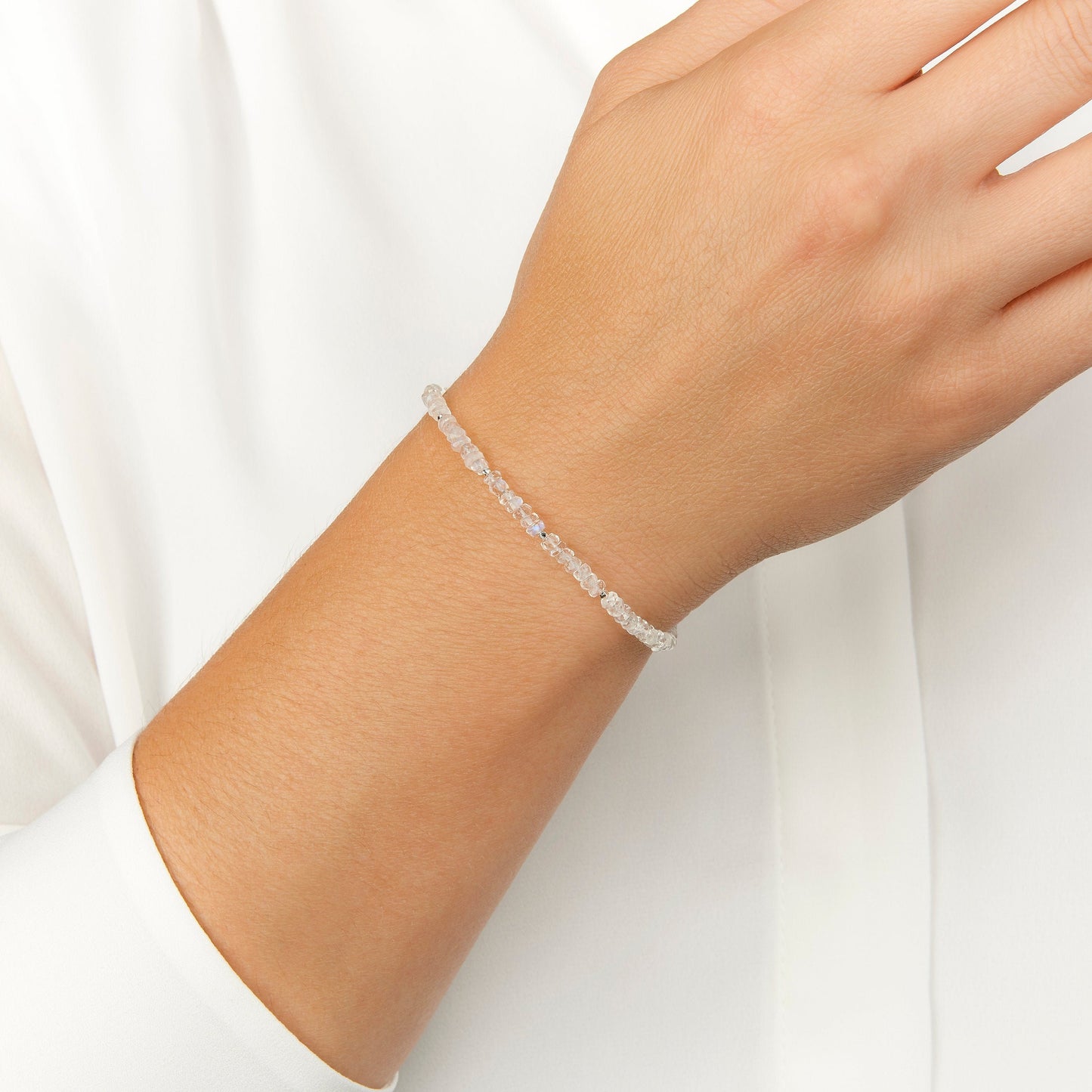 Dainty Rainbow Moonstone Gemstone Bracelet (AAA Grade)