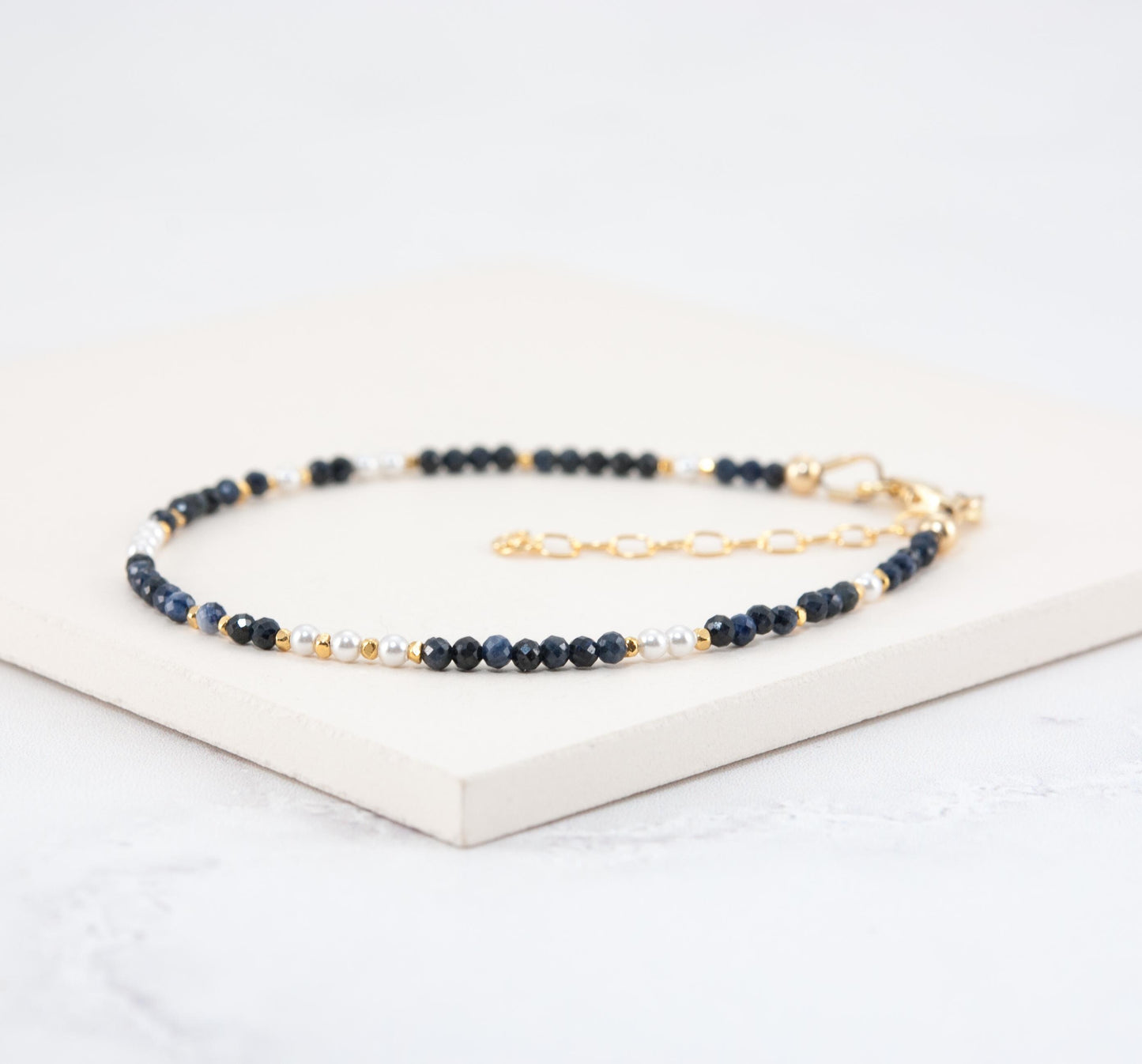 Dainty Sapphire & Pearl Bracelet