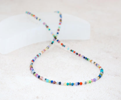 Dainty Rainbow Multi Gemstone Necklace