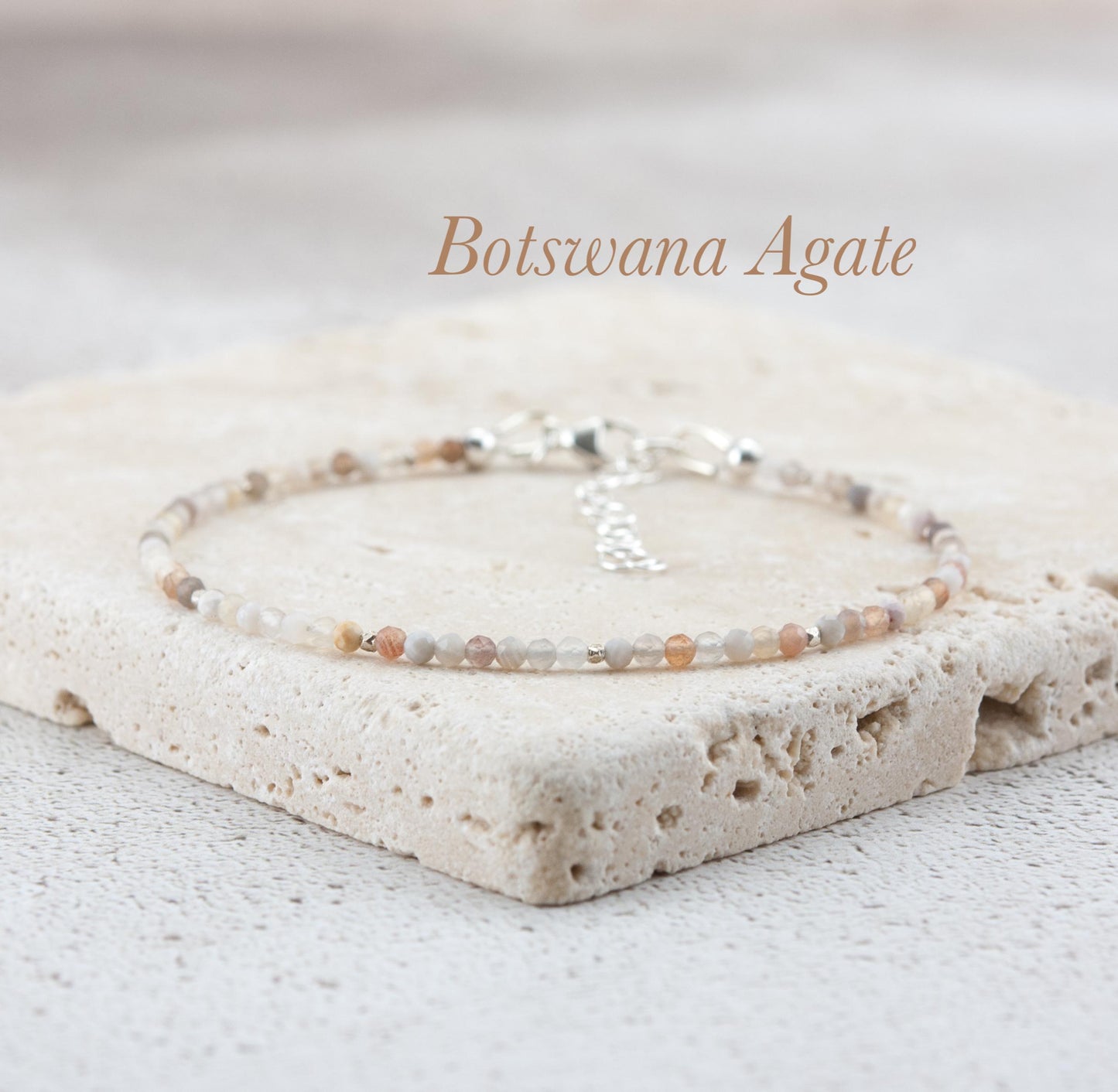 Dainty Botswana Agate Gemstone Bracelet