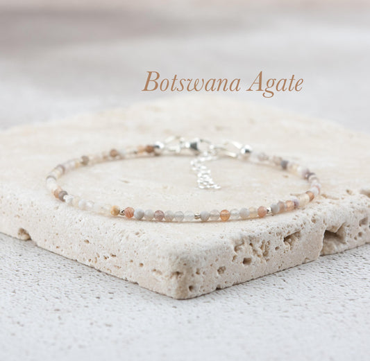 Dainty Botswana Agate Gemstone Bracelet