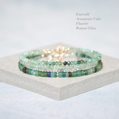 Dainty Emerald Ombre Shaded Gemstone Bracelet