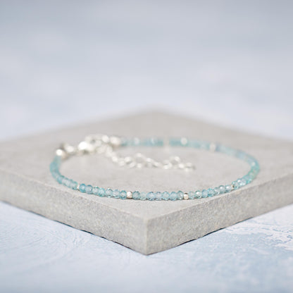 Dainty Aqua Blue Apatite Bracelet