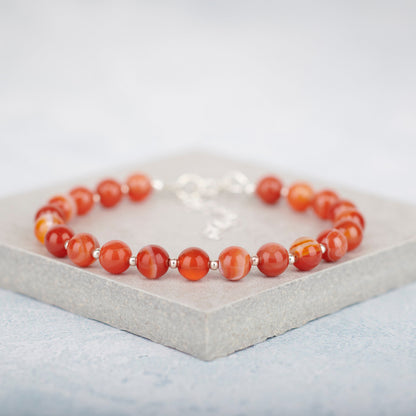 Orange Striped Agate Gemstone Bracelet