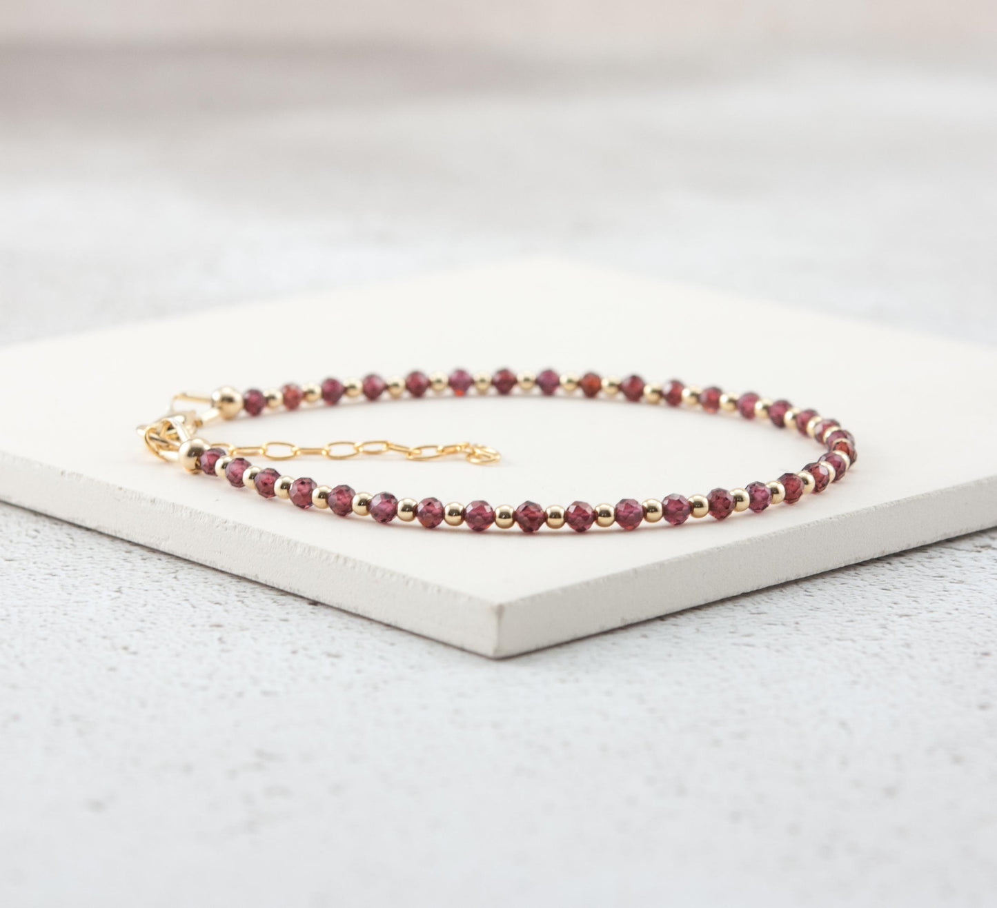 Dainty Red Garnet Gemstone Bracelet