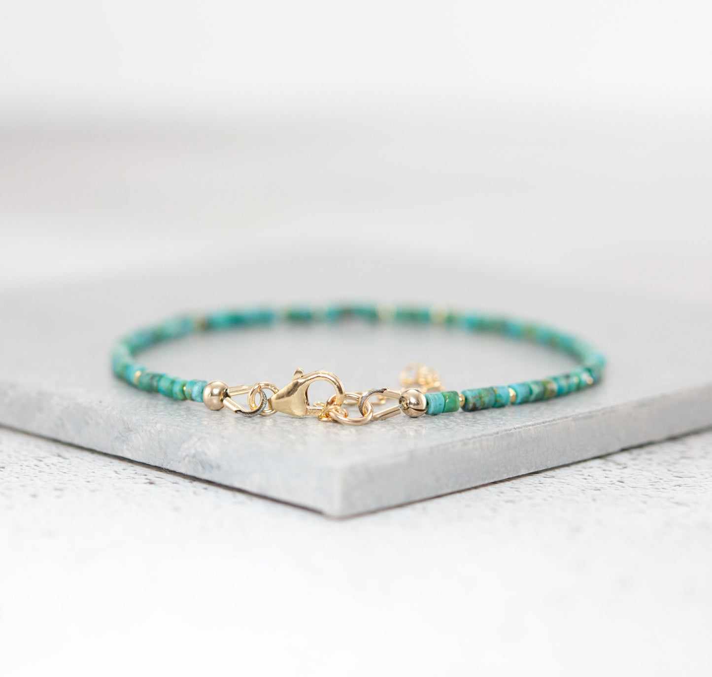 Dainty Turquoise Gemstone Heishi Bead Bracelet