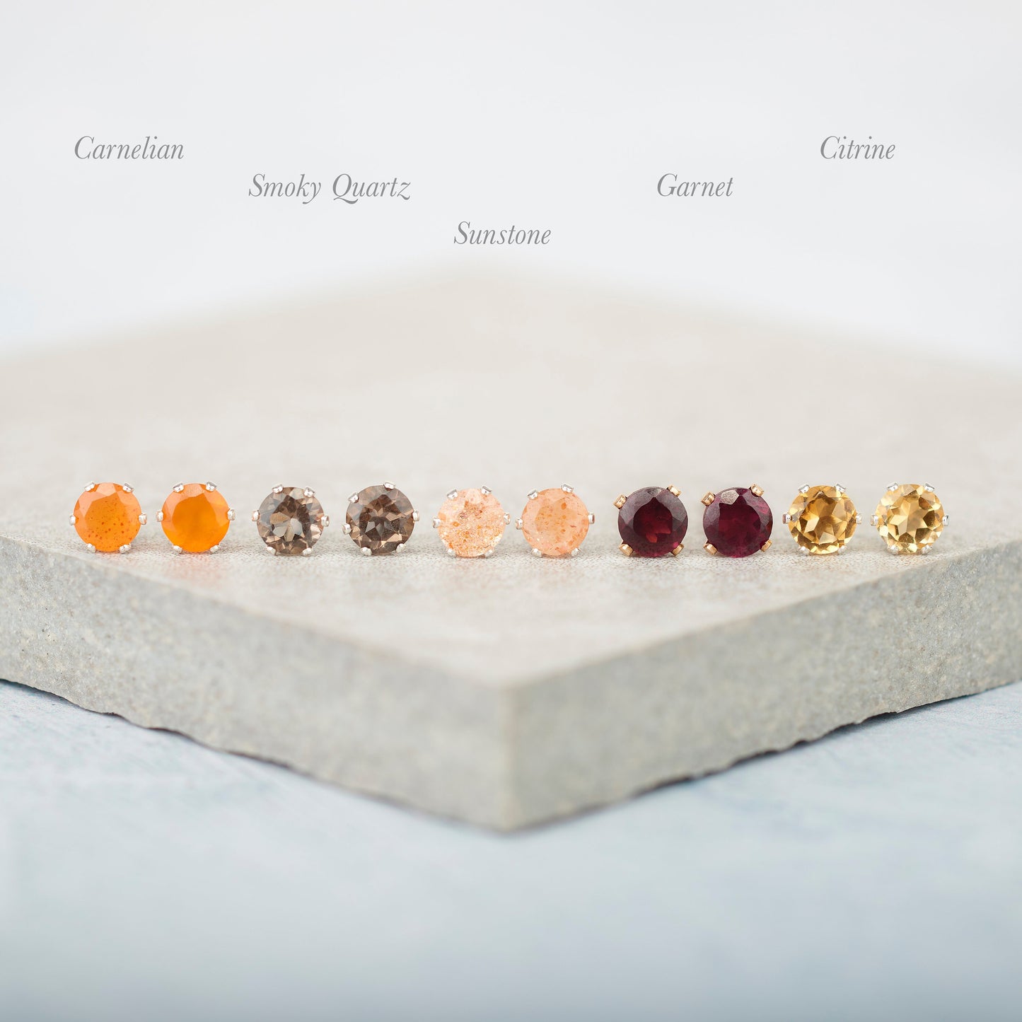 Dainty Citrine Gemstone Stud Earrings