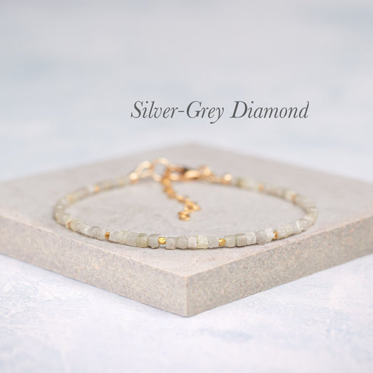Dainty Raw Diamond Cube Bracelet
