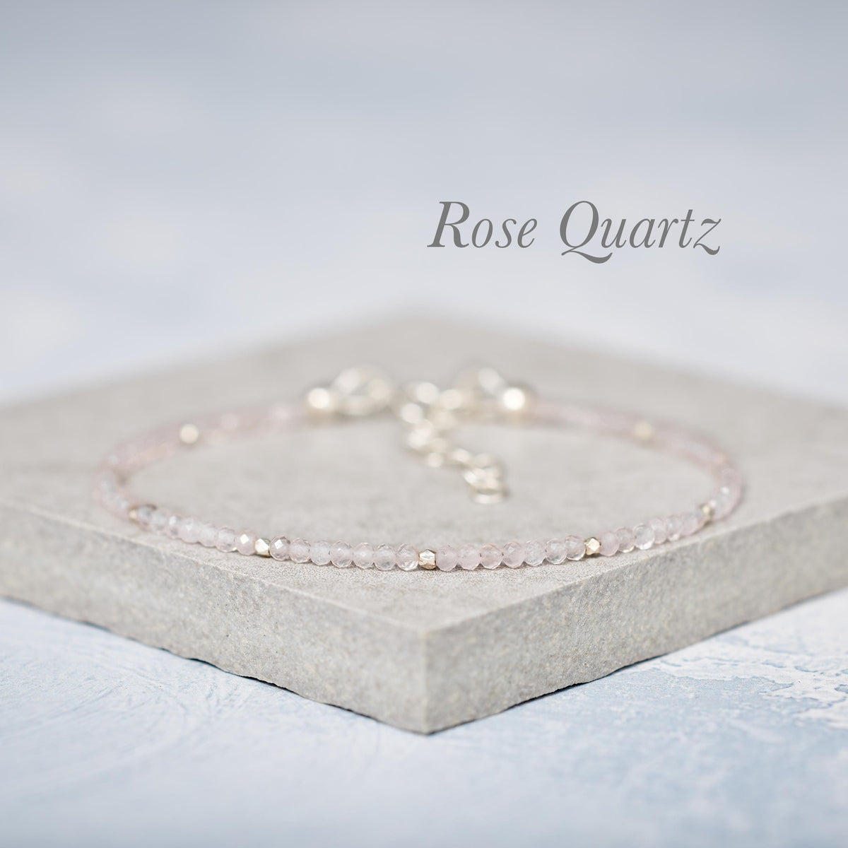 Set Of 4 Dainty Gemstone Stacking Bracelets - Aquamarine, Aventurine, Peridot & Rose Quartz