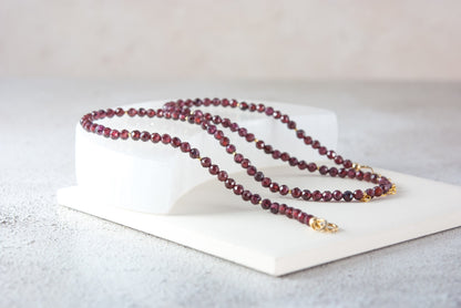Dainty Red Garnet Dainty Gemstone Necklace