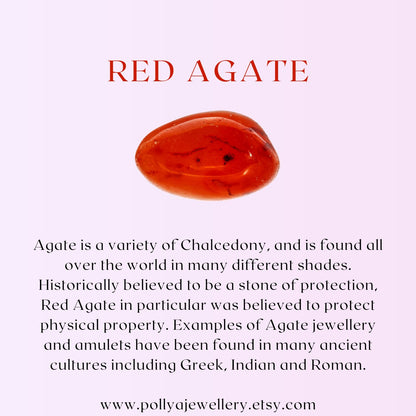 Dainty Red Agate Cube Bead Gemstone Bracelet
