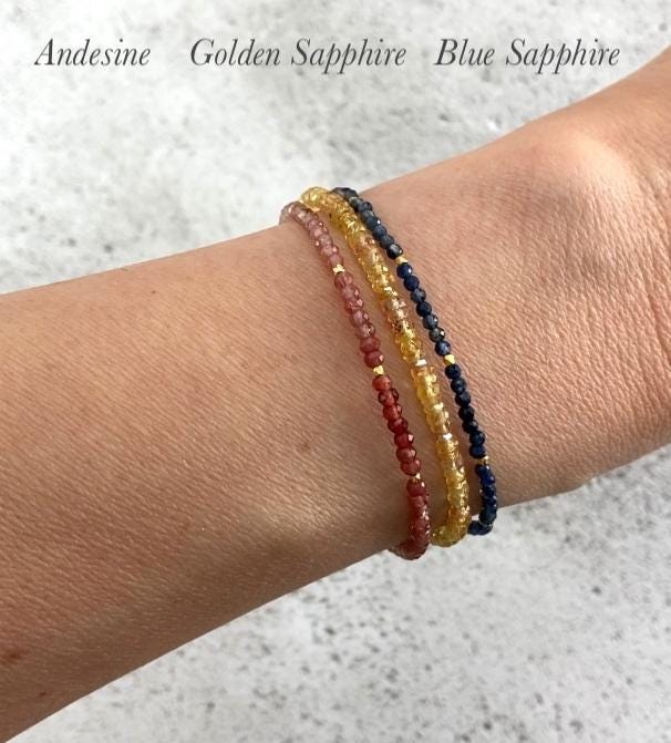 Dainty Blue Sapphire Ombre / Shaded Gemstone Bracelet