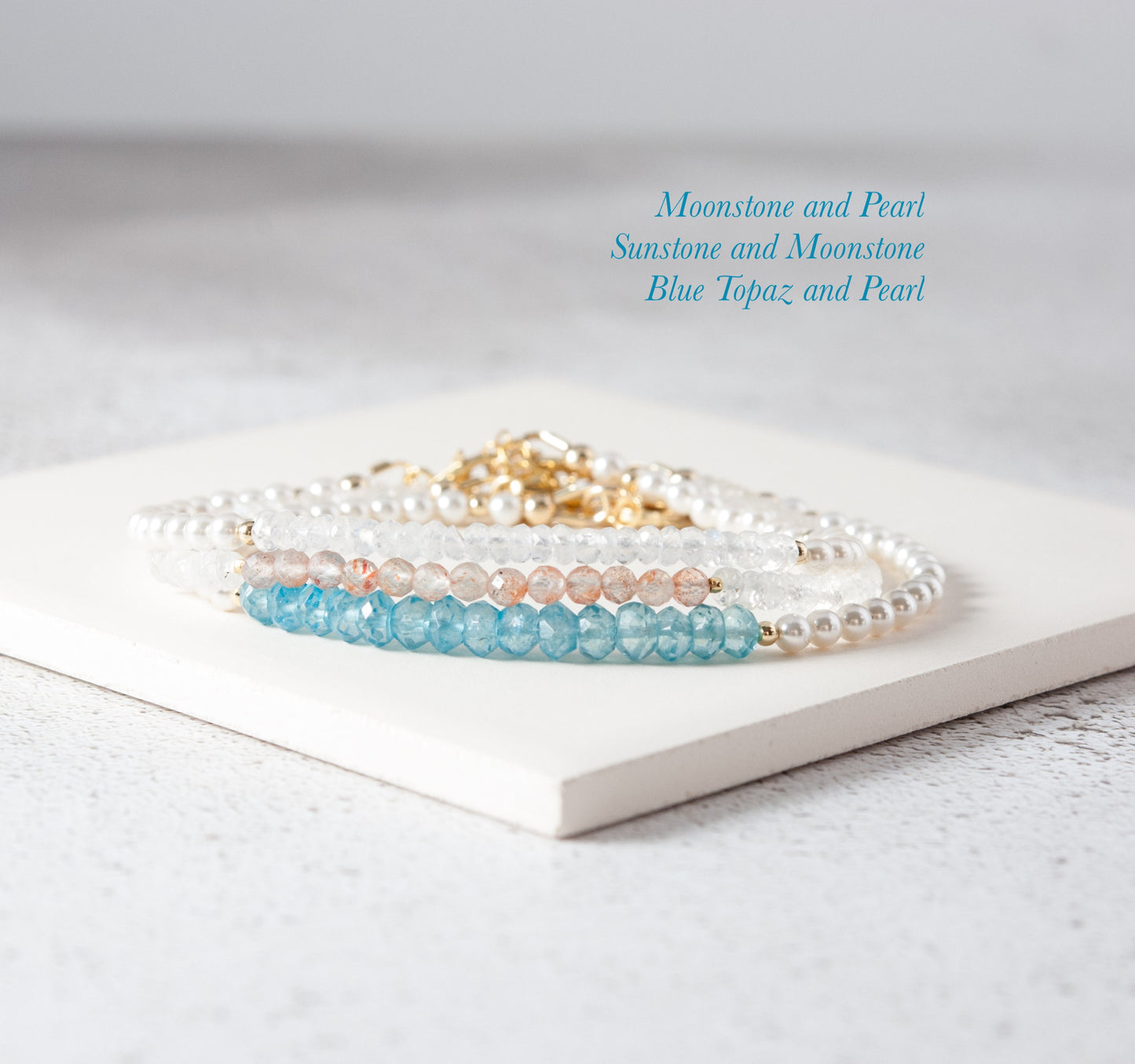 Rainbow Moonstone and Pearl Gemstone Bracelet