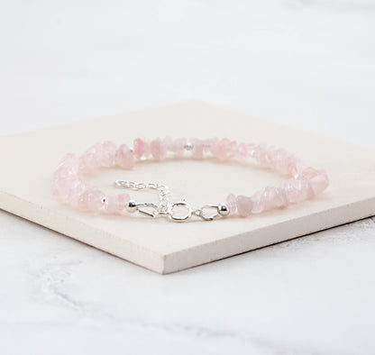 Raw Rose Quartz Gemstone Bracelet