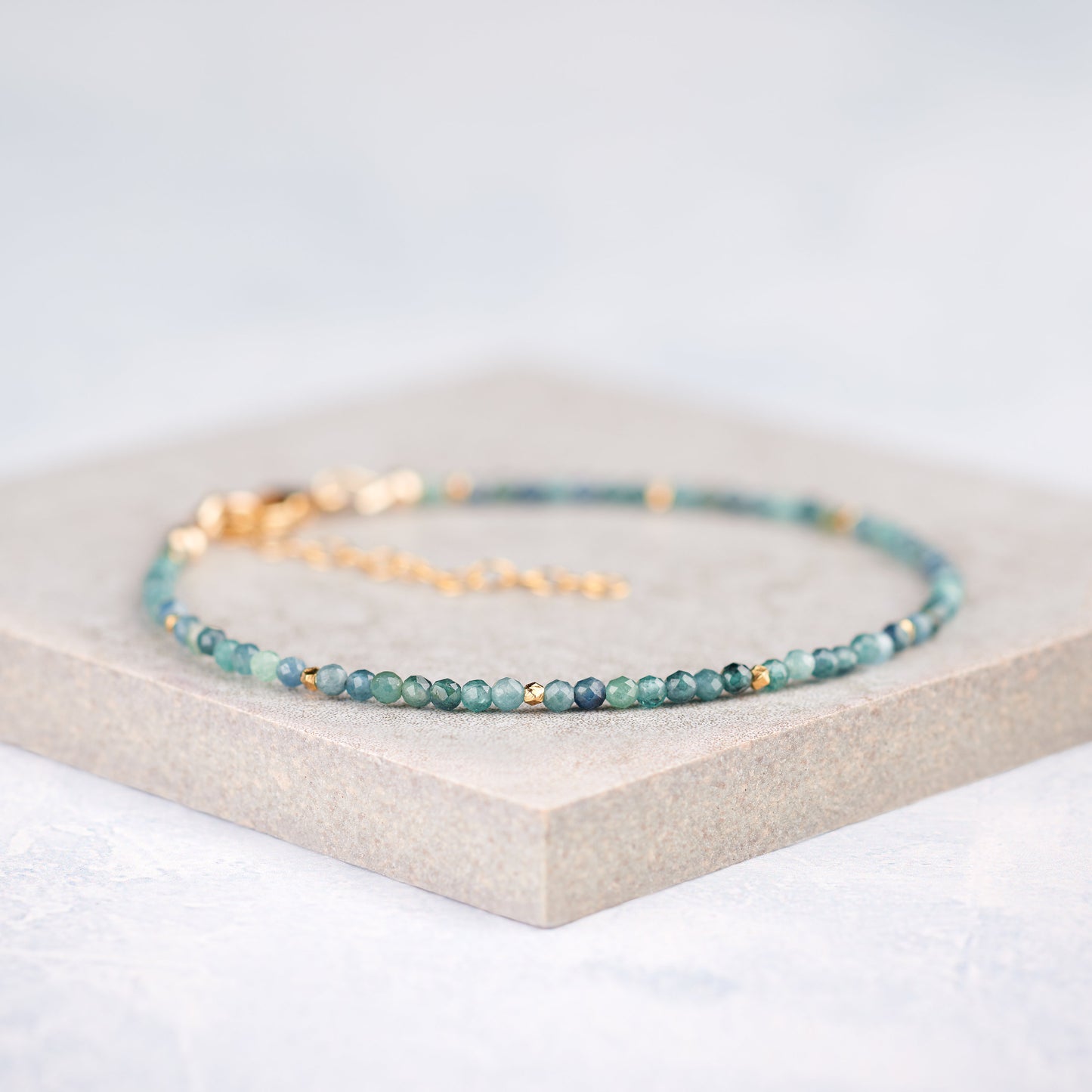 Dainty Blue Tourmaline Gemstone Bracelet