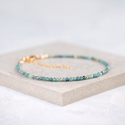 Dainty Blue Tourmaline Gemstone Bracelet