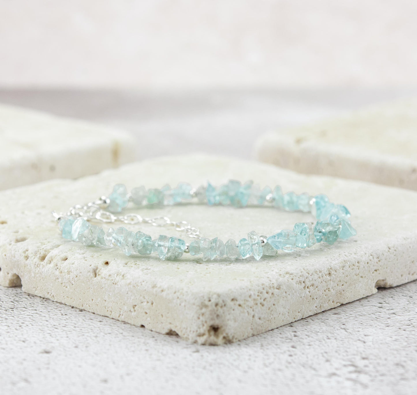 Raw Aquamarine Gemstone Bracelet