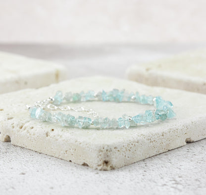 Raw Aquamarine Gemstone Bracelet