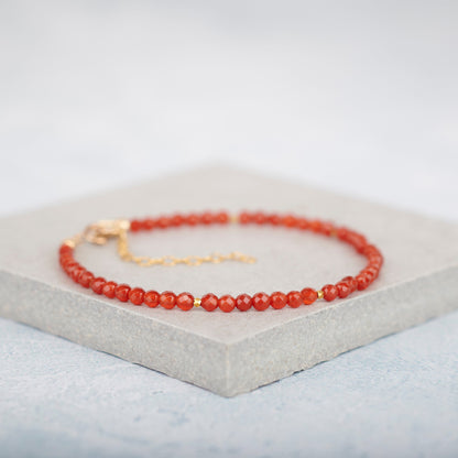 Red Agate Dainty Gemstone Bracelet