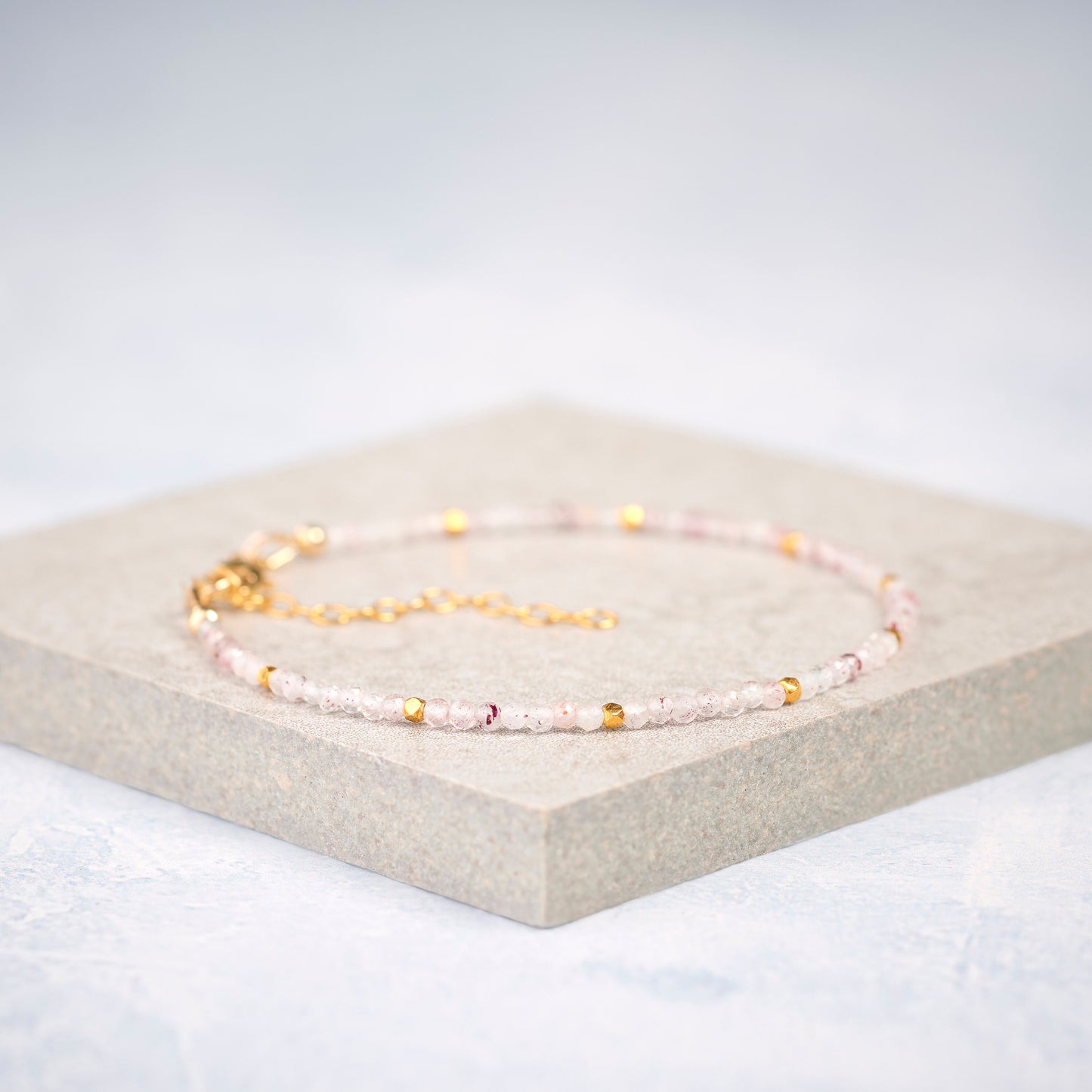 Dainty Strawberry Quartz Gemstone Bracelet