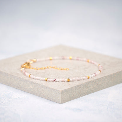 Dainty Strawberry Quartz Gemstone Bracelet