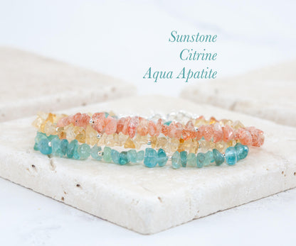 Raw Aqua Apatite Gemstone Bracelet