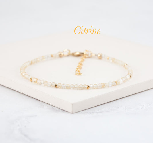 Dainty Citrine Gemstone Bracelet