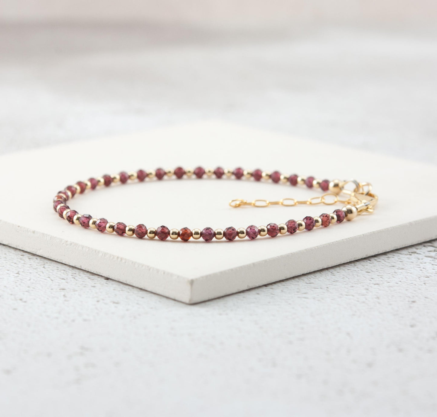 Dainty Red Garnet Gemstone Bracelet