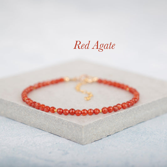 Red Agate Dainty Gemstone Bracelet