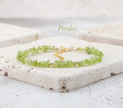 Raw Peridot Gemstone Bracelet