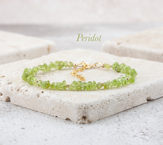 Raw Peridot Gemstone Bracelet