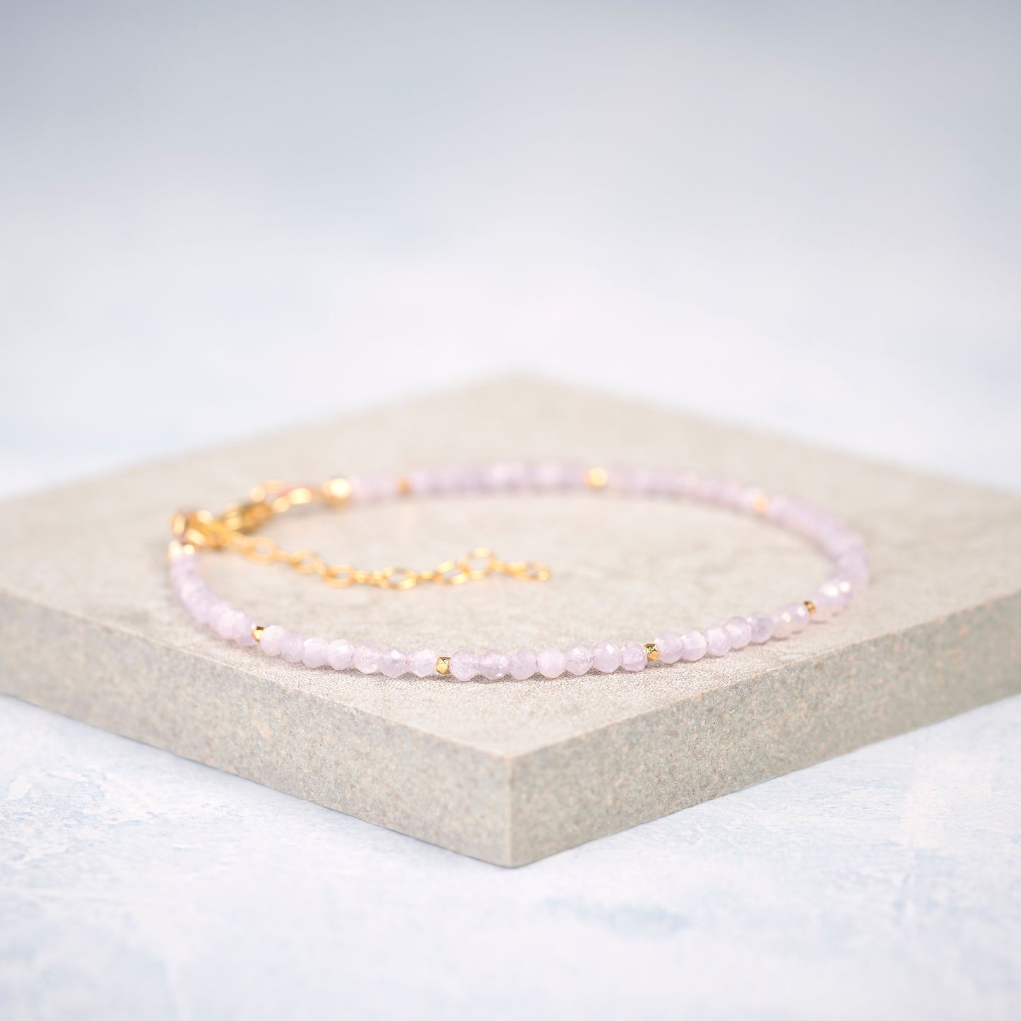 Dainty Kunzite Gemstone Bracelet (2mm)