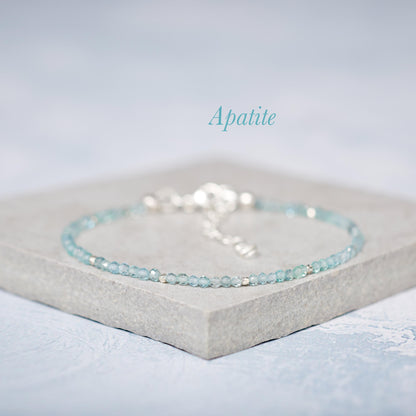 Dainty Aqua Blue Apatite Bracelet