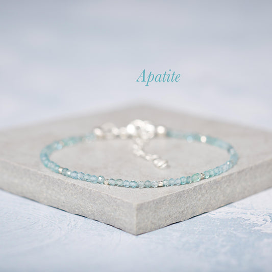 Dainty Aqua Blue Apatite Bracelet