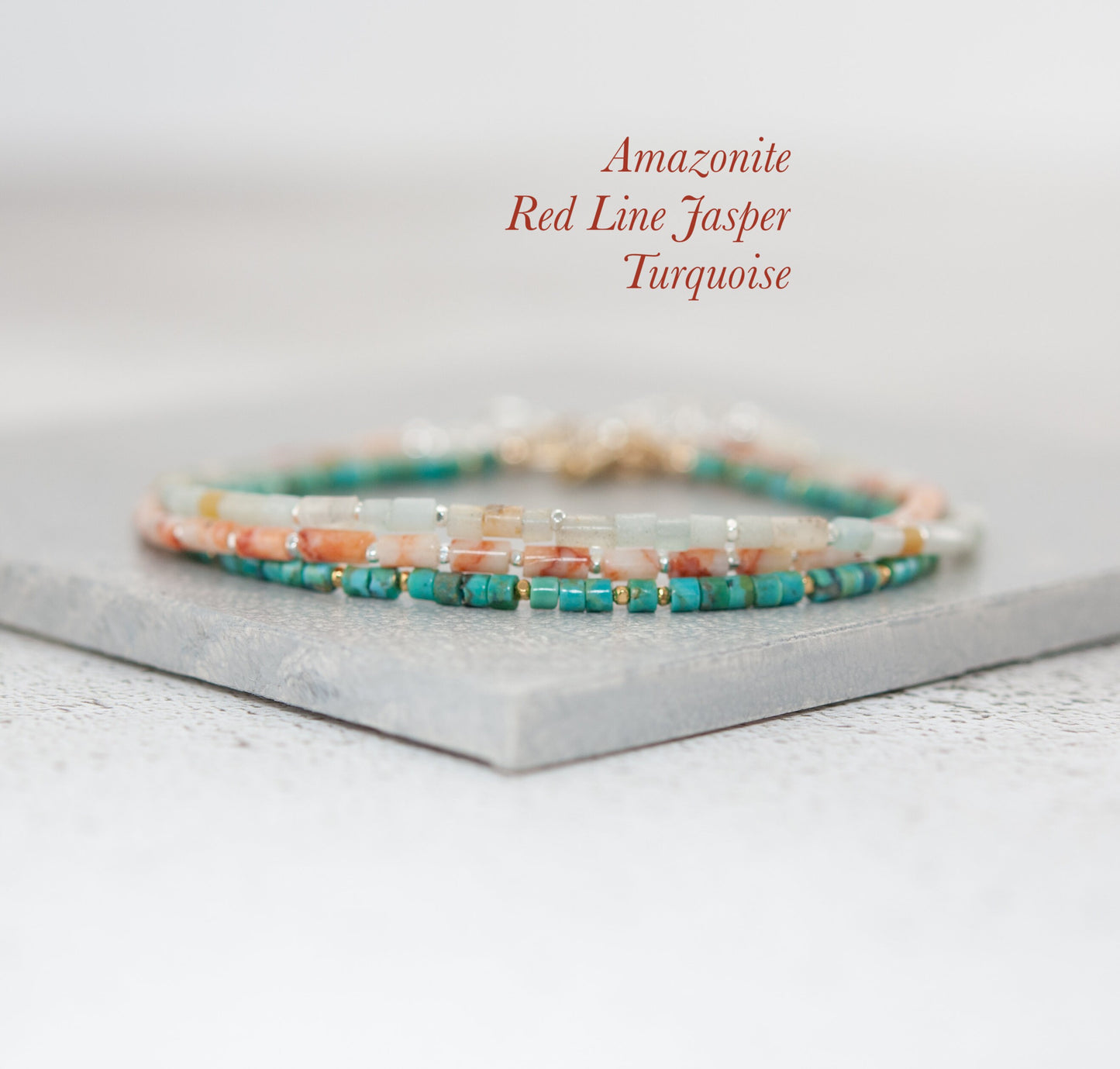 Dainty Turquoise Gemstone Heishi Bead Bracelet