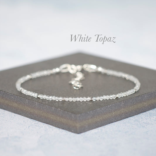 White Topaz Dainty Gemstone Bracelet