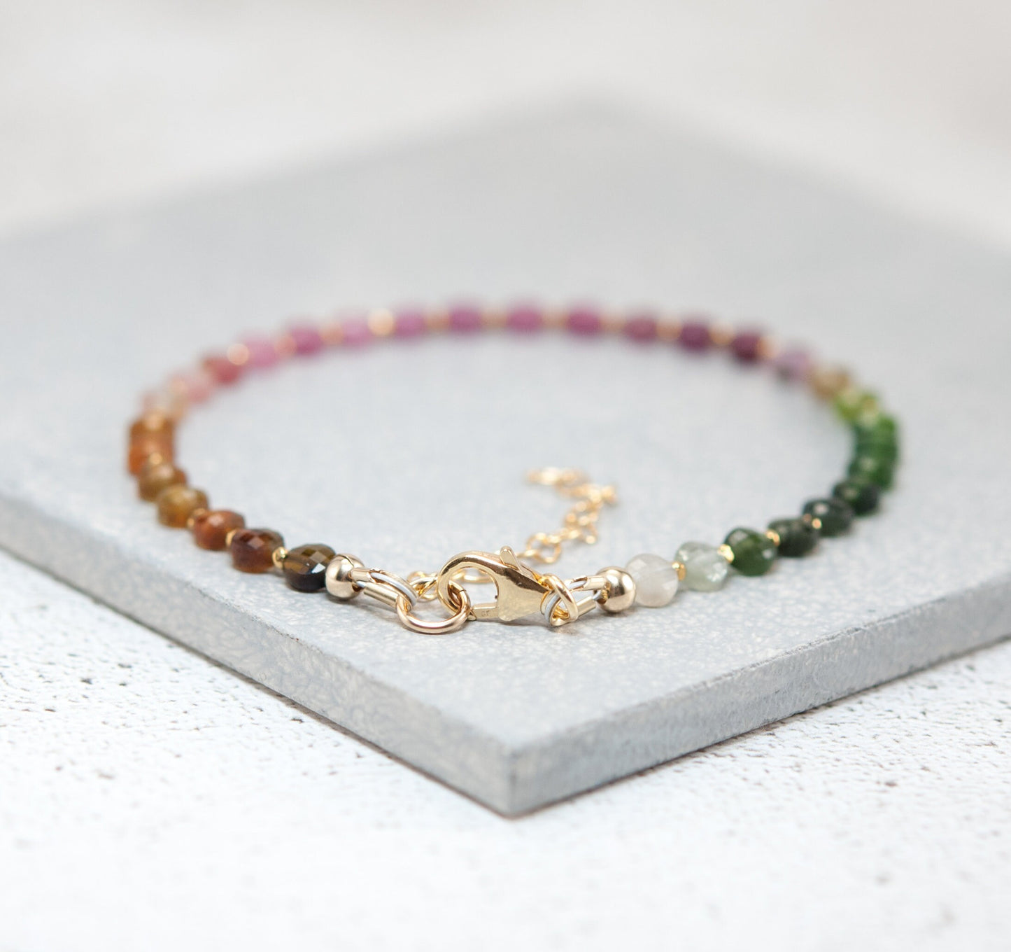 Tourmaline Dainty Coin Bead Bracelet