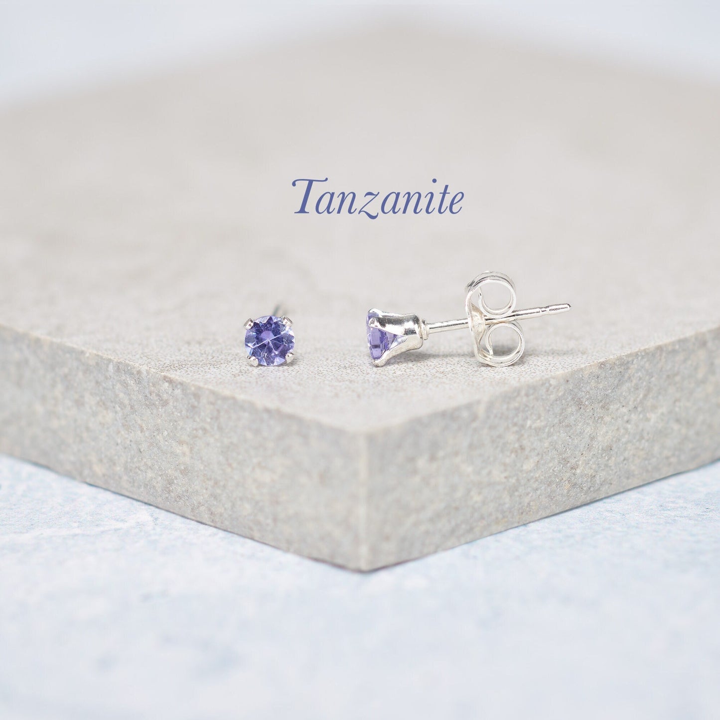 Dainty Tanzanite Stud Earrings