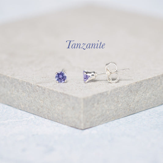 Dainty Tanzanite Stud Earrings