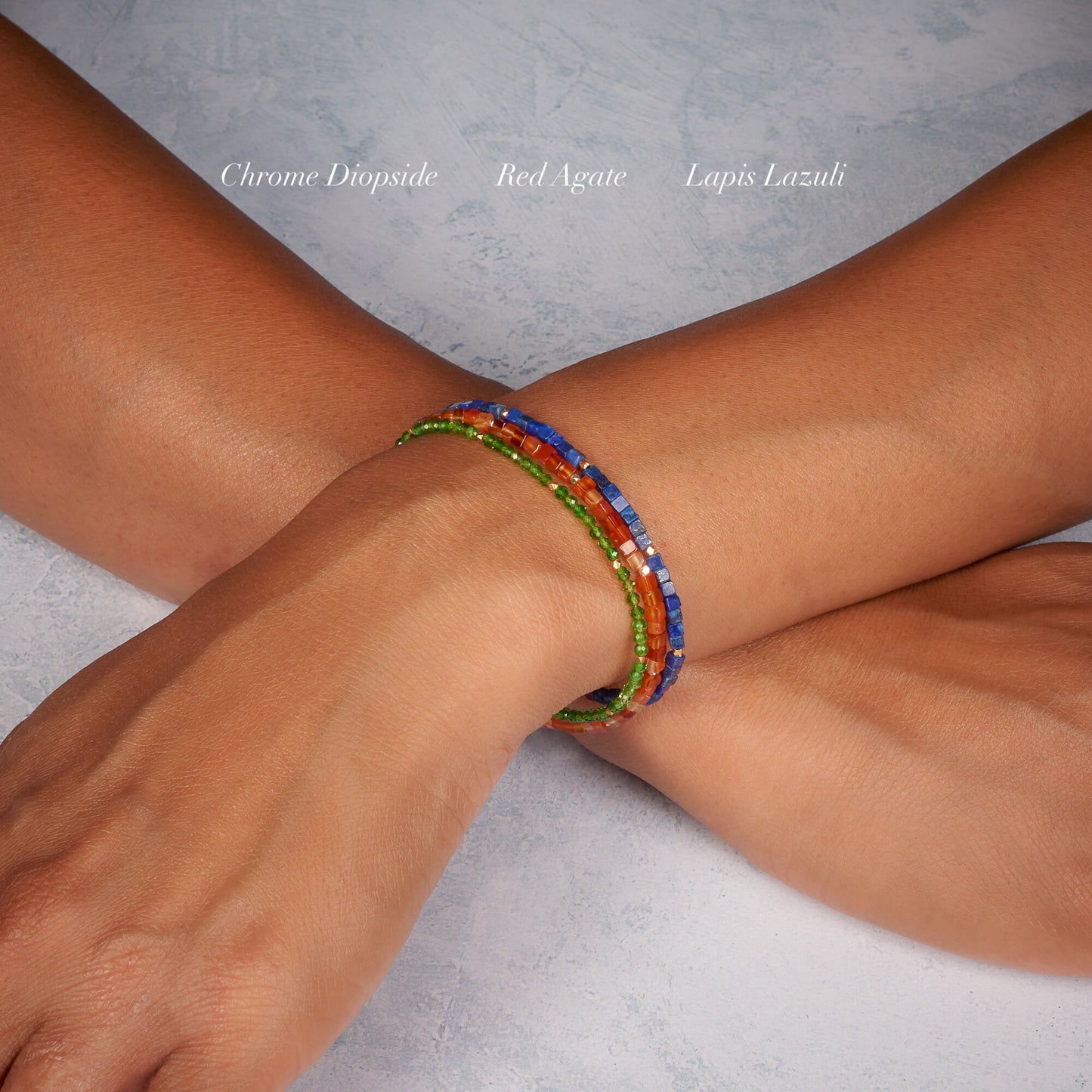 Dainty Lapis Lazuli Gemstone Cube Bead Bracelet